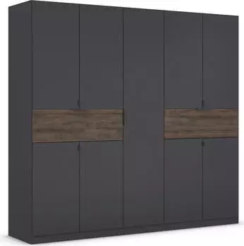 Rauch Ticao 9-türig 226x210cm mit Schubladen grau-metallic/atlantic oak dunkel