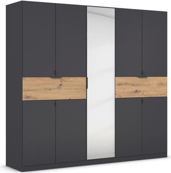 Rauch Ticao 9-türig 226x210cm mit Schubladen und Spiegel grau-metallic/artisan oak