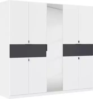 Rauch Ticao 9-türig 226x210cm mit Schubladen und Spiegel alpin-weiß/grau-metallic