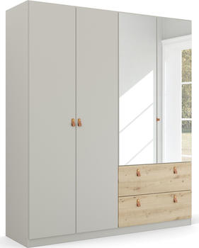 Rauch Homey by Quadra Spin 4-t&uuml;rig 181x210cm mit Spiegeln und Schubladen seidengrau/artisaneiche