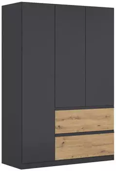 Rauch Costa 3-türig 136x197cm mit Schubladen grau-metallic/eiche artisan