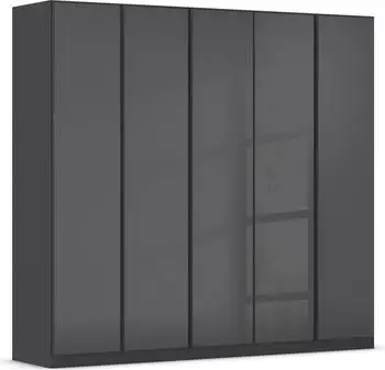 Rauch Monostar 5-türig 226x210cm mit Schubladen grau-metallic/Glas basalt