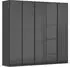 Rauch Monostar 5-türig 226x210cm mit Schubladen grau-metallic/Glas basalt