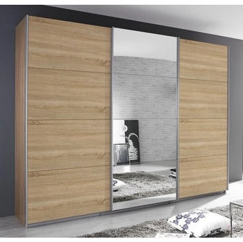 QUARTIER Kleiderschrank KULMBACH 271 x 210 cm Sonoma Eiche/Spiegel mittig - Leisten alufarbig