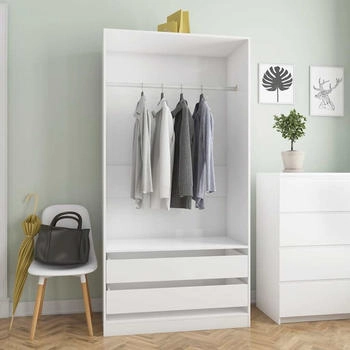 vidaXL Kleiderschrank Hochglanz-Wei&szlig; Holzwerkstoff (800609)
