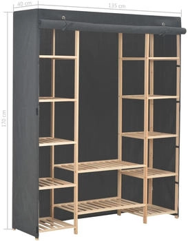 vidaXL Kleiderschrank Grau 135 x 40 x 170 cm Stoff (248197)