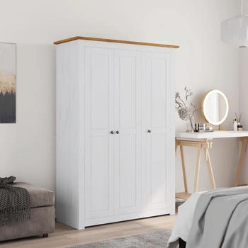 vidaXL Kleiderschrank 3-Türig Weiß 118×50×171,5 cm Kiefer Panama Serie (282663)