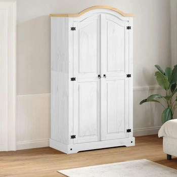 vidaXL Kleiderschrank Corona Weiß 102x52x186 cm Massivholz Kiefer (4012155)