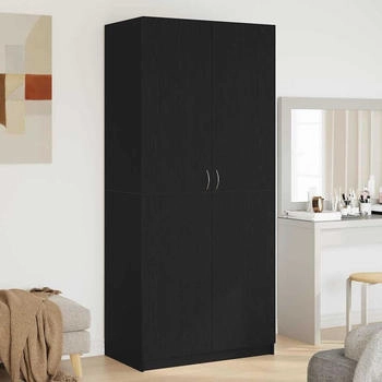 vidaXL Kleiderschrank mit Tür Schwarz 90 x 52 x 200 cm Holzwerkstoff (862436)