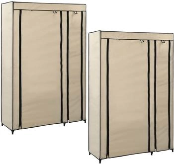 vidaXL Faltschränke 2 Stk. Creme 110x45x175 cm Stoff (282424)