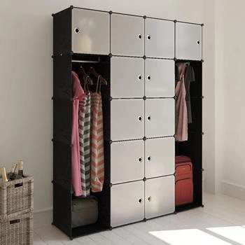 vidaXL Modularer Schrank mit 14 Fächern schwarz/weiß 37x146x180,5cm (240499)