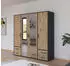 Rauch Drehtürenschrank Voyager Grau/Eiche Artisan mit Schubkästen und Spiegel (AG439.21V4)