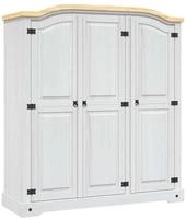 vidaXL Kleiderschrank Mexiko-Stil Kiefernholz 3 T&uuml;ren Wei&szlig;