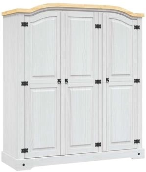vidaXL Kleiderschrank Mexiko-Stil Kiefernholz 3 Türen Weiß (282622)