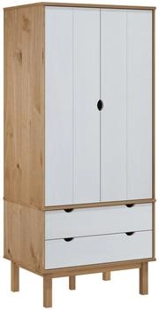 vidaXL Kleiderschrank OTTA Braun&Weiß 76,5x53x172 cm Massivholz Kiefer (348590)
