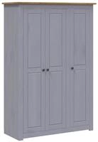 vidaXL Kleiderschrank 3-T&uuml;rig Grau 118&times;50&times;171,5 cm Kiefer Panama Serie