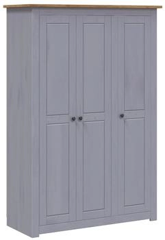 vidaXL Kleiderschrank 3-Türig Grau 118×50×171,5 cm Kiefer Panama Serie (282662)