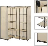 vidaXL Eckkleiderschrank Creme 130 x 87 x 169 cm