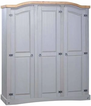 vidaXL Kleiderschrank Mexiko-Stil Kiefernholz 3 Türen Grau (282621)