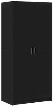 vidaXL Kleiderschrank mit Tür Schwarz 80 x 51 x 180 cm Holzwerkstoff (3333855)
