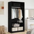 vidaXL Kleiderschrank Schwarz mit Eiche aus Holzwerkstoff