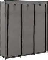 vidaXL Kleiderschrank mit F&auml;chern und Stangen Grau 150x45x175cm Stoff