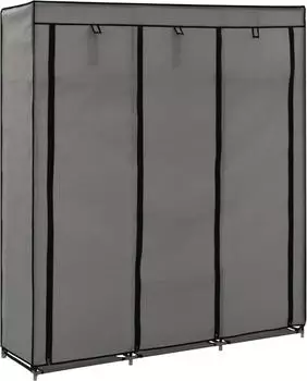 vidaXL Kleiderschrank mit Fächern und Stangen grau Stoff (282456)
