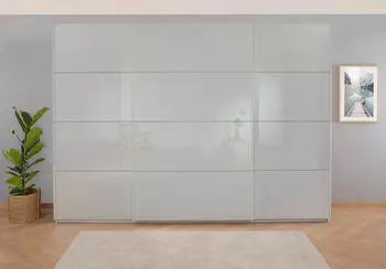 Rauch Koluna 315x229cm mit Schubladen seidengrau/Glas seidengrau