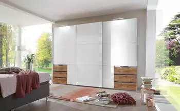 Wimex Schwebet&uuml;renschrank Wei&szlig; lackiert / Plankeneiche, B:300cm (48963060-0)