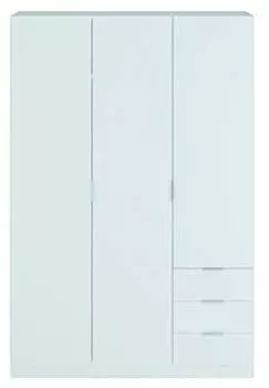 Dmora Warren Kleiderschrank 3 Türen, 3 Schubladen, 3 Einlegeböden, Weiß, 121x52x180cm (8052773327886)