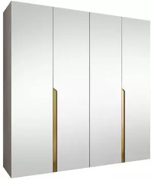 Mirjan24 Mila III 200 Drehtürenschrank mit Spiegel, 4 Türen, Cashmere/Gold (200x52x202cm)