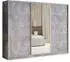 Masseno PINA Schwebetürenschrank 250x205x58cm 3-türig mit Spiegel, 4 Schubladen, Titan/Silber (SZAFA PINA 250 KOLOR-BETON + OKUCIA SREBRNE)