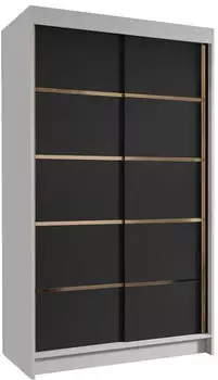 Mirjan24 Vigo IV Schiebetürenschrank mit Kleiderstange, Weiß/Schwarz, 100x200x58cm