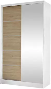 Mirjan24 Diego III Schiebetürenschrank 4 Fächer, 100x200x58cm, Weiß/Sonoma Eiche