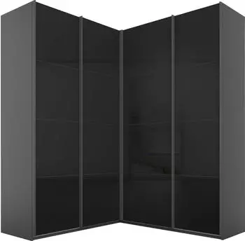 Rauch QUADRA Eckkleiderschrank Schwebet&uuml;ren Glasfront graumetallic 181x229x187cm