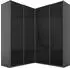 Rauch QUADRA Eckkleiderschrank Schwebetüren Glasfront graumetallic 181x229x187cm