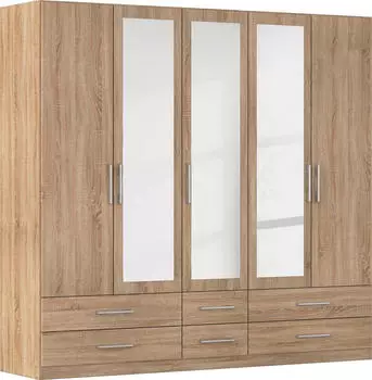 Rauch Hersbruck Kleiderschrank Eiche Sonoma 6 Schubladen, 226x210x54cm (HERSBRUCK)