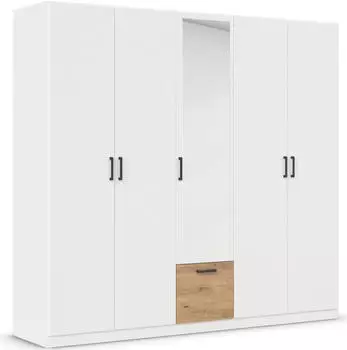 Rauch BARI Dreht&uuml;renschrank mit Spiegel, Alpinwei&szlig;/Eiche Artisan, 225x210x54cm