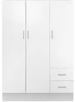 Dmora Dpavese Kleiderschrank 3 Türen, 2 Schubladen, 120x50x170cm, Weiß (8052773828161)