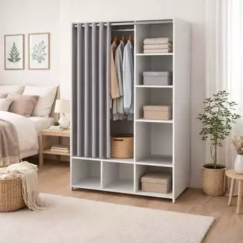 Dmora Roselle Kleiderschrank 105x48x180cm, Weiß/Grau (8052773968508)