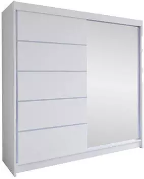 Mirjan24 Talin III Schwebetürenschrank mit Spiegel, Weiß, 180x215x58cm