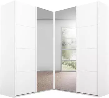Rauch QUADRA Eckkleiderschrank Schwebet&uuml;ren alpinwei&szlig; 181x229x187cm