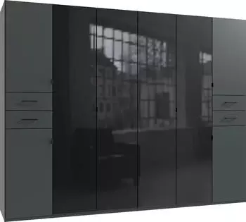 Wimex Danzig Dreht&uuml;renschrank mit Glasfront, schwarz, 270x208x58cm