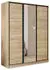 Masseno TARI Schwebetürenschrank 3-türig mit Spiegel & Schubladen 150x205x58cm Sonoma Eiche (SZAFA TARI 150 KOLOR-SONOMA + OKUCIA CZARNE)