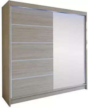 Mirjan24 Talin III Schwebetürenschrank mit Spiegel, RGB LED, Kaschmir, 180x215x58cm