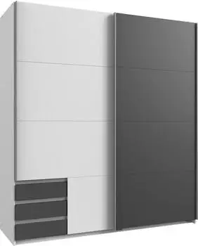 Wimex Emden Schwebet&uuml;renschrank 2-t&uuml;rig, 3 Schubladen, 180x64x198cm, Wei&szlig;/Graphit