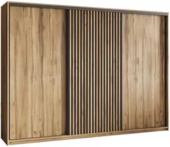 Masseno Vonte Schwebetürenschrank 3-türig 270x205x60cm Eiche Wotan/Schwarz (SZAFA 270 VONTE 8 K.WOTAN+L.WOTAN+CZARNY)