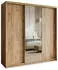 Masseno TAVI Schwebetürenschrank 3-türig mit Spiegel, 200x205x60cm, Craft Eiche Gold (SZAFA TAVI 200 - 1 CRAFT ZŁOTY+OK.ZŁOTY)