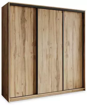 Masseno NISSE Schwebetürenschrank 3-türig 200x205x60cm Eiche Wotan (SZAFA NISSE 200 - 5 WOTAN+OK.CZARNY)