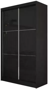 Beautysofa VIVA II Schwebetürenschrank mit Spiegel und Schubladen, 120x216x61cm, Schwarz
